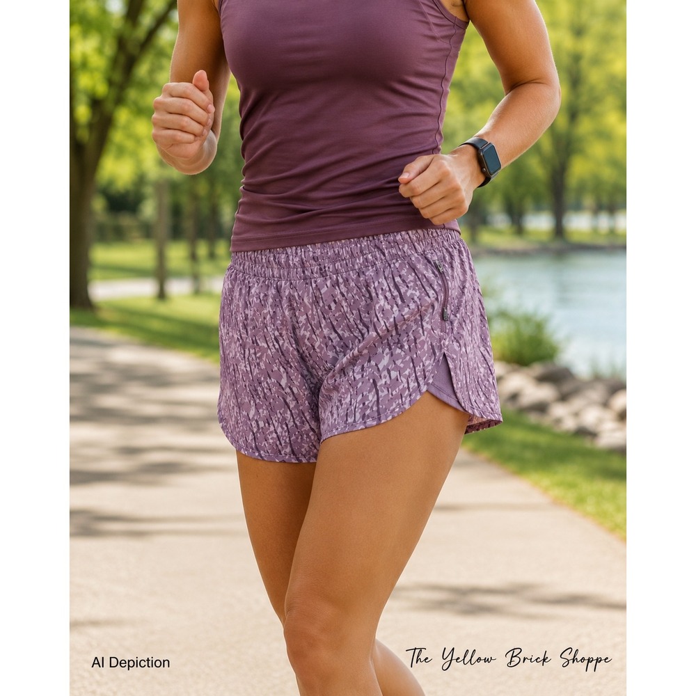 ASICS Women's Running Shorts XS NWT Purple Print Lined Zip Pocket Athletic